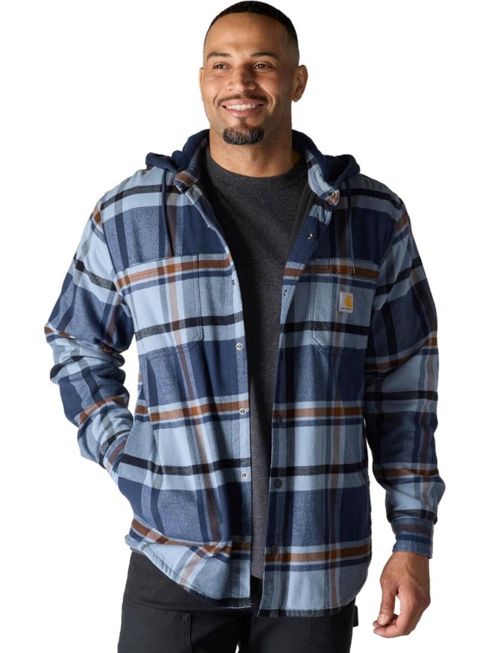 Rugged Flex Relaxed Fit Flannel Fleece Lined Men's Shirt Jacket - Cozy & Durable